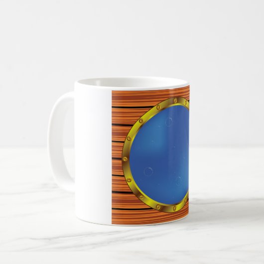 Nautical Ship Porthole Window with Blue Water Kaffeetasse (Vorderseite Links)