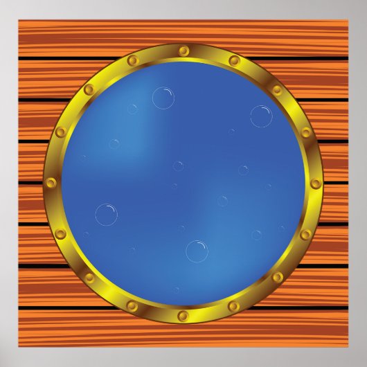 Nautical Ship Porthole Window with Blue Water Poster (Vorne)
