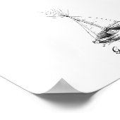 Nautical Ship Sketched Fingerprint Guestbook Poster (Ecke)