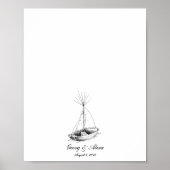 Nautical Ship Sketched Fingerprint Guestbook Poster (Vorne)