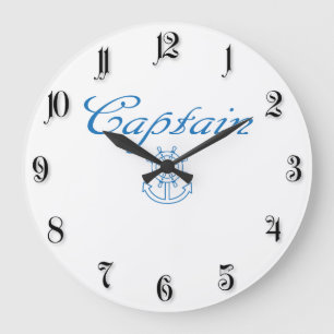 Nautical ship wheel and anchor große wanduhr