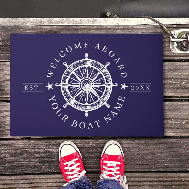 Nautical Ship Wheel Boat Name Welcome Doormat Fußmatte (Nautical Ship Wheel Boat Name Welcome Doormat)
