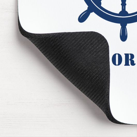 Nautical Ship Wheel Helm & Your Boat oder Name Blu Mousepad (Ecke)