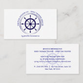 Nautical Ship Wheel sea blue Visitenkarte (Vorne/Hinten)