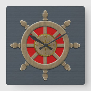Nautical Ship Wheel Wall Clock Quadratische Wanduhr