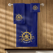 Nautical Ship Wheel Willkommen an Bord der Navy Bl Badhandtuch Set