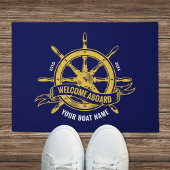 Nautical Ship Wheel Willkommen an Bord der Navy Bl Fußmatte
