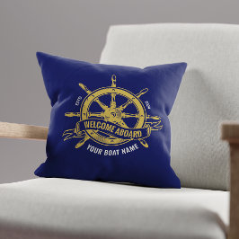 Nautical Ship Wheel Willkommen an Bord der Navy Bl Kissen