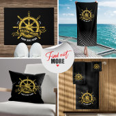Nautical Ship Wheel Willkommen auf der Black & Gol Badhandtuch Set