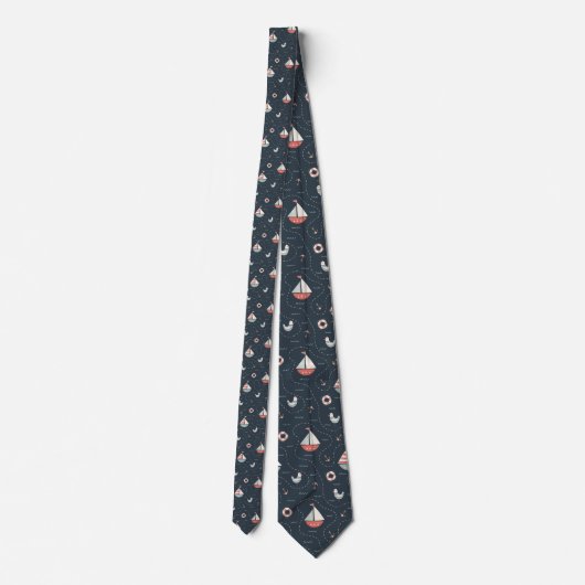 Nautical Ships Custom Necktie Krawatte (Rückseite)