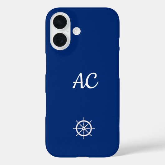 Nautical Ships Wheel Blue+White (personalisieren) Case-Mate iPhone Hülle (Rückseite)