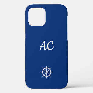 Nautical Ships Wheel Blue+White (personalisieren) Case-Mate iPhone Hülle