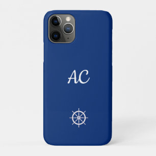 Nautical Ships Wheel Blue+White (personalisieren) Case-Mate iPhone Hülle