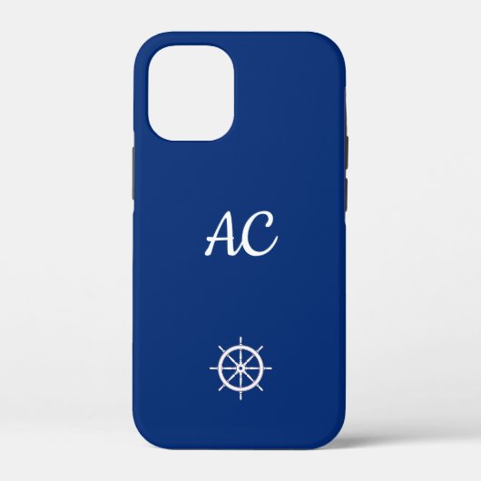 Nautical Ships Wheel Blue+White (personalisieren) Case-Mate iPhone Hülle (Rückseite)