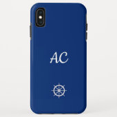 Nautical Ships Wheel Blue+White (personalisieren) Case-Mate iPhone Hülle (Rückseite)