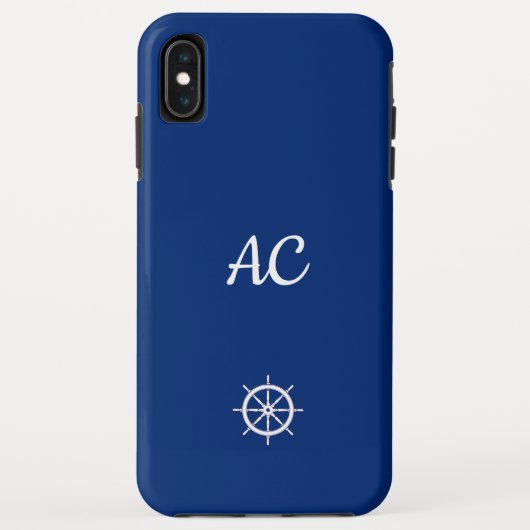 Nautical Ships Wheel Blue+White (personalisieren) Case-Mate iPhone Hülle (Rückseite)