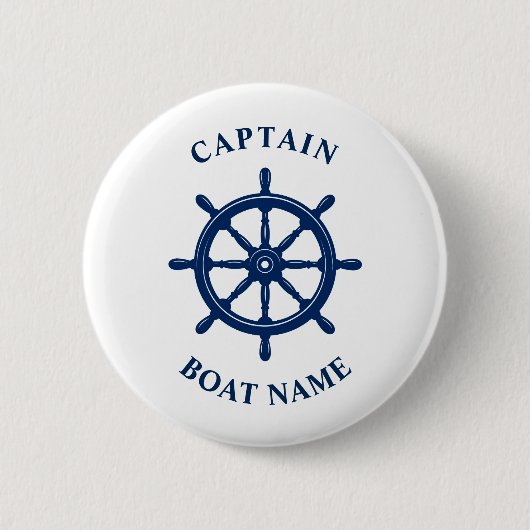 Nautical Ships Wheel Helm Captain Boat Button (Vorderseite)
