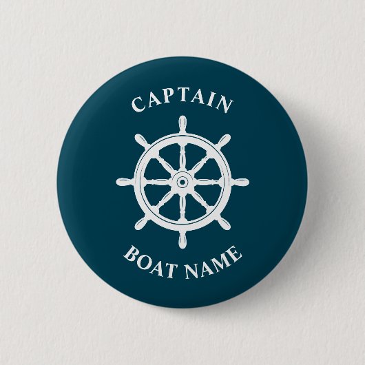 Nautical Ships Wheel Helm Captain Boat Button (Vorderseite)