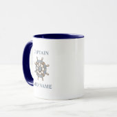 Nautical Ships Wheel Helm Custom Captain Name Tasse (Vorderseite Links)