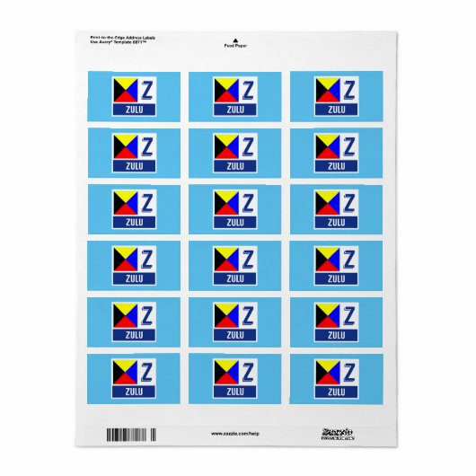Nautical Sign Flag Alphabet Z "Zulu" Adressaufkleber (Vorne)
