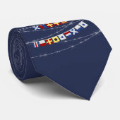#Nautical Signal Flag Merry #Christmas | Navy Blue Krawatte (Gerollt)