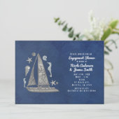 Nautical Silver Boat & Beach - Einladungen (Stehend Vorderseite)