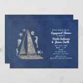 Nautical Silver Boat & Beach - Einladungen (Vorne/Hinten)