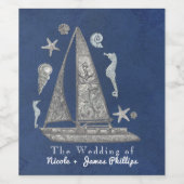 Nautical Silver Boat & Beach Things Weinetiketten Weinetikett (Einzelnes Label)