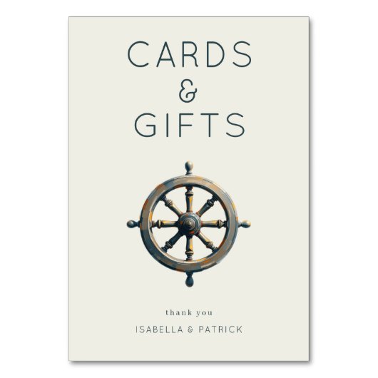 Nautical Silver Realistic Ship's Wheel Tischnummer (Rückseite)