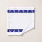 Nautical Simple, Elegant, Anchors on Blue & White Badhandtuch Set (Waschlappen)