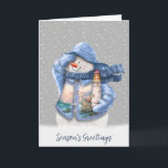Nautical Snowman Sea Mariner Feiertagskarte<br><div class="desc">Niedlicher Schneemann mit einem nautischen Leuchtturm in Schneeflocken. Alle Texte können bearbeitet werden.</div>