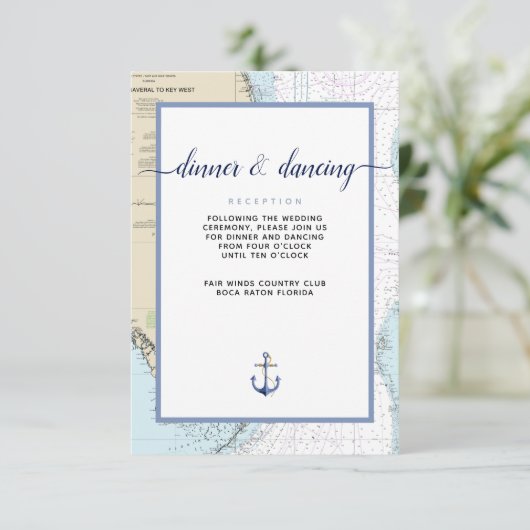 #Nautical South #Florida Event / #Wedding Begleitkarte (Stehend Vorderseite)