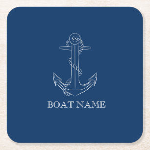 Nautical Spirit Anker Navy Blau Rechteckiger Pappuntersetzer