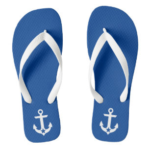 Nautical Star Anchor Blau und Weiß Badesandalen