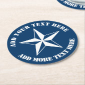 Nautical Star Marine Blau-Weiß-Party Runder Pappuntersetzer (Angewinkelt)