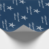 Nautical Star Marine blau-weiß personalisiert Geschenkpapier (Ecke)