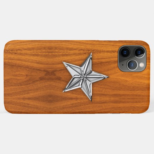 Nautical Star on Teak Veneer Style Case-Mate iPhone Hülle (Rückseite (Horizontal))