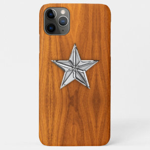 Nautical Star on Teak Veneer Style iPhone 11 Pro Max Hülle