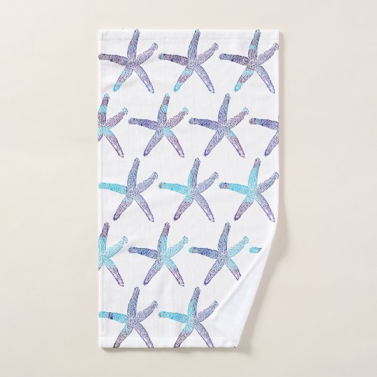 Nautical Starfish Beach Aquamarin Blue Ombre Muste Badhandtuch Set (Handtuch)