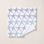 Nautical Starfish Beach Aquamarin Blue Ombre Muste Badhandtuch Set (Waschlappen)
