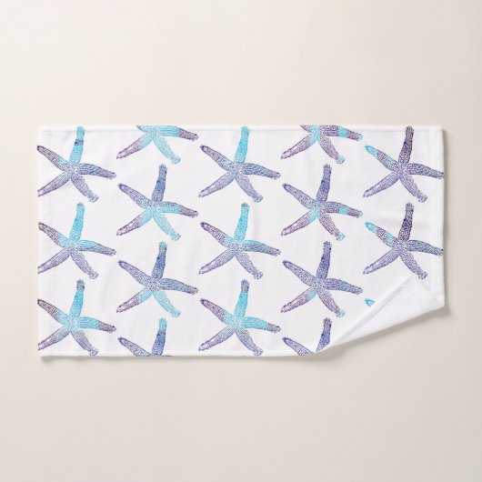 Nautical Starfish Beach Aquamarin Blue Ombre Muste Badhandtuch Set (Handtuch)