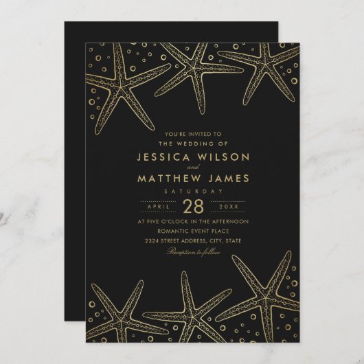Nautical Starfish Destination Beach Hochzeit Einladung (Vorne/Hinten)