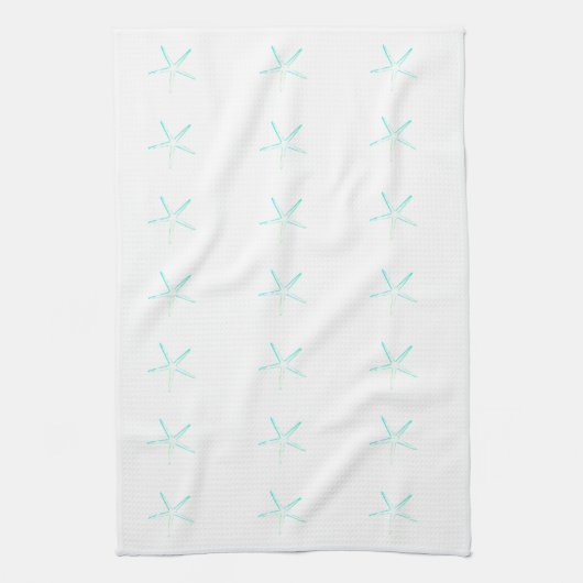 Nautical Starfish Patterns Sky Blue White Cool Geschirrtuch (Vertikal)