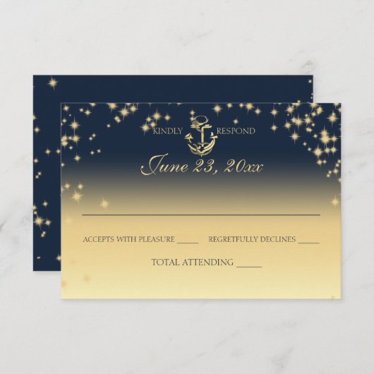 Nautical Starry Sky Twinkle Wedding Response RSVP Karte (Vorne/Hinten)