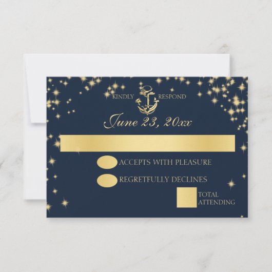 Nautical Starry Sky Twinkle Wedding Response RSVP Karte (Vorderseite)