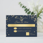 Nautical Starry Sky Twinkle Wedding Response RSVP Karte (Stehend Vorderseite)