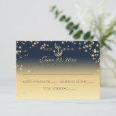 Nautical Starry Sky Twinkle Wedding Response RSVP Karte (Stehend Vorderseite)