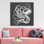 Nautical Steampunk Octopus Vintag Kraken Zeichnend Leinwanddruck (Insitu (Wohnzimmer))