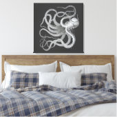 Nautical Steampunk Octopus Vintag Kraken Zeichnend Leinwanddruck (Insitu (Schlafzimmer))