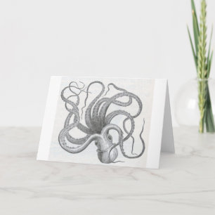 Nautical steampunk octopus vintage kraken design karte